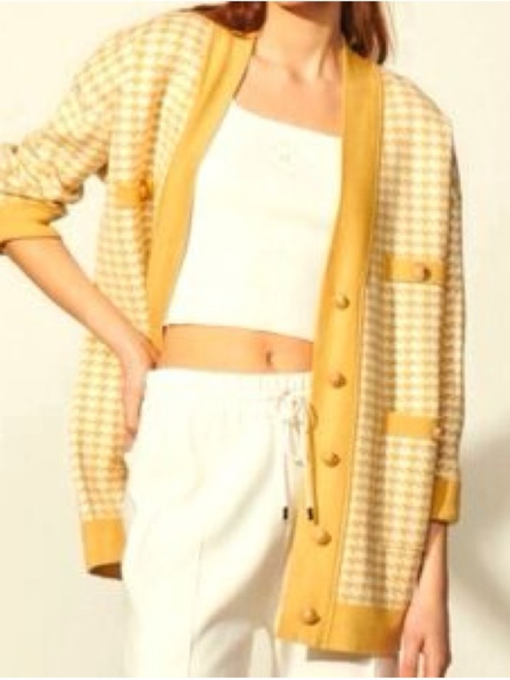 Joie Gingham Button Front Cardigan GUC